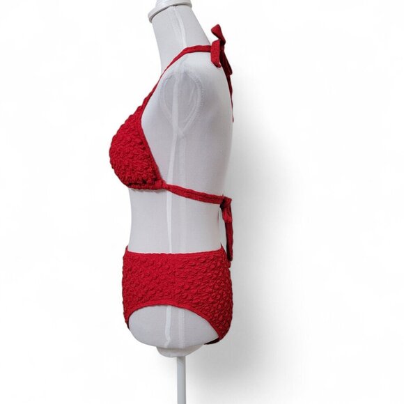 SHEIN Size XL Red Textured 3 Piece Bikini Set.  NEW without Tags - Picture 4 of 14